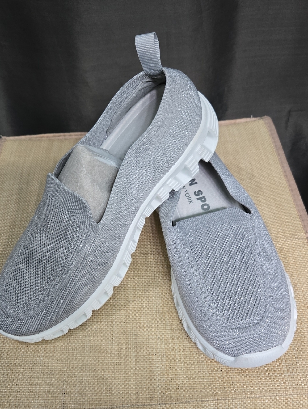 Comfort Knit Slip-On Flats in Light Gray